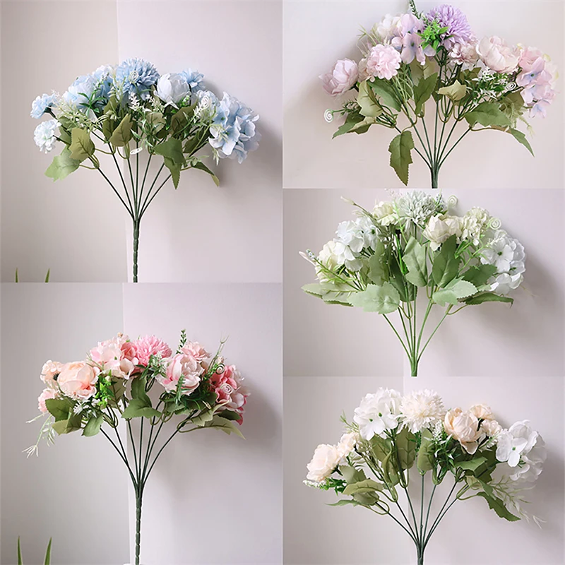 Artificial Flowers Silk Hydrangea Christmas Decorations For Home Garden Party Wedding Bridal Accessories Clearance Fake Roses