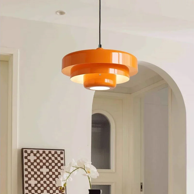 Nordic Medieval LED Pendant Light 3 Layers White Dark Green Orange Illuminations For Coffee Restaurant Living Rooms Fixture - Image 4