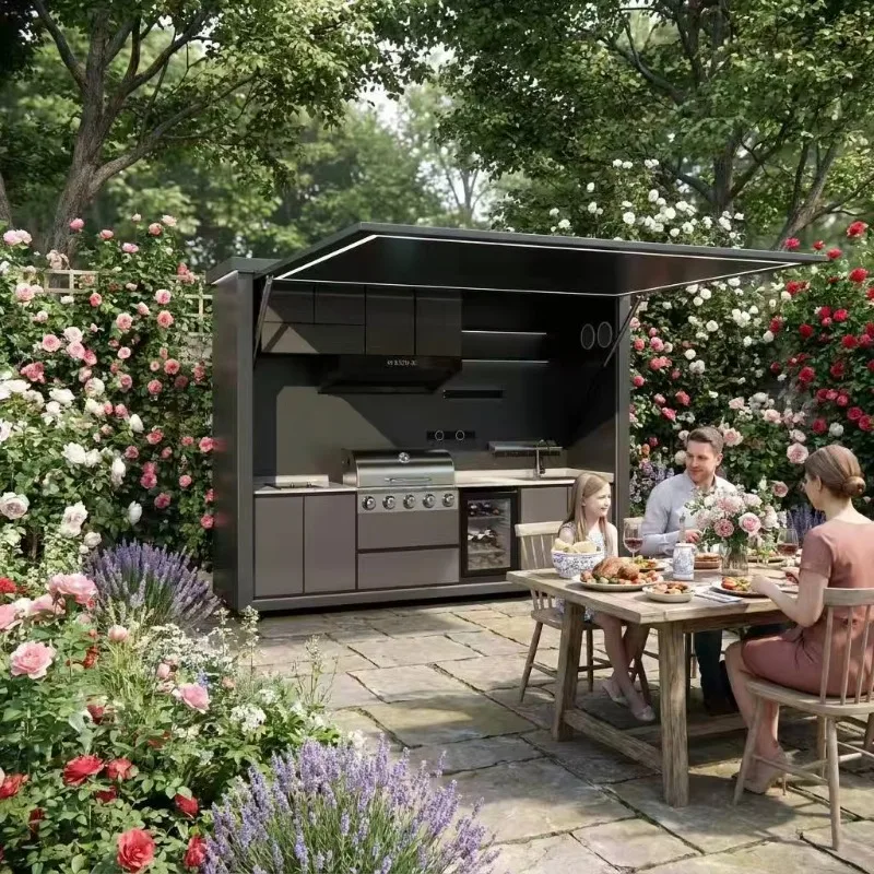 High-quality 304 stainless steel modular outdoor kitchen set, customizable size for garden patio backyard