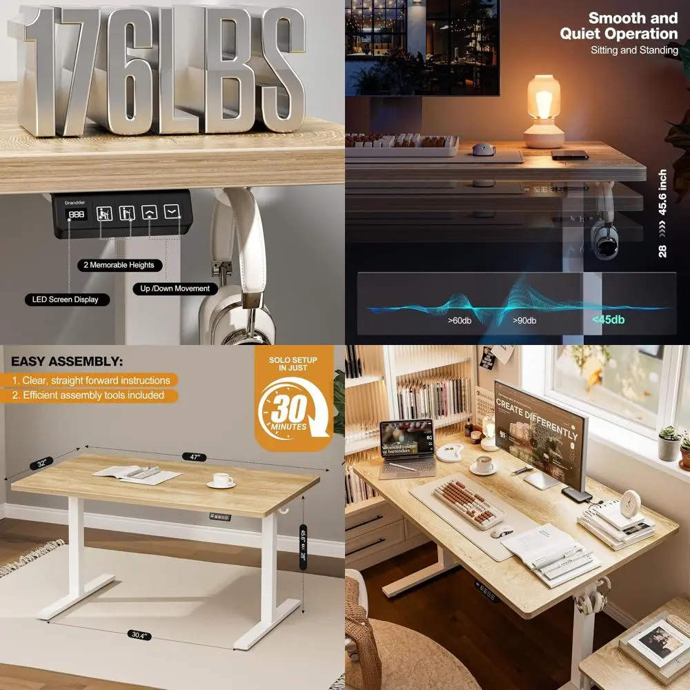 

Большой электрический стол 47x32, регулируемый по высоте, с 2 предустановками памяти, стол из глубокого дуба 31,5 для домашнего офиса