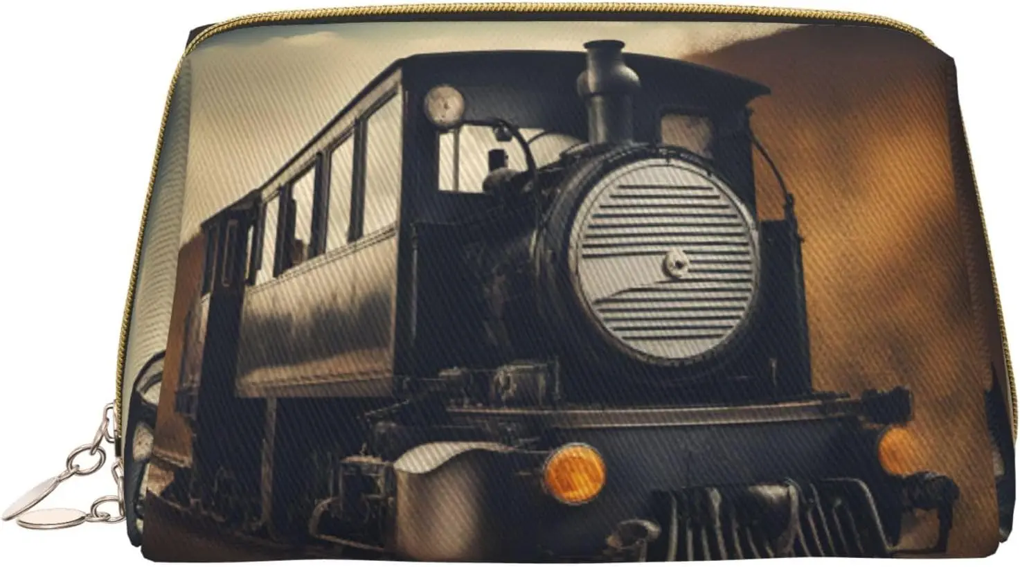 

locomotive Print Leather zipper makeup bag Cosmetic Pouch Travel Organizer Toiletry Clutch