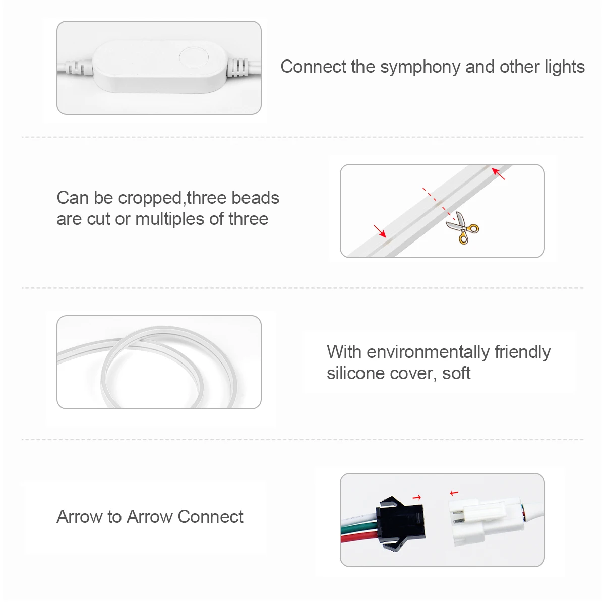 12/24V RGBIC LED Neon Strip Light With WiFi Tuya APP and Remote control 1/2/3/4/5/10M Silicone LED Strip For Home Deoco Lighting