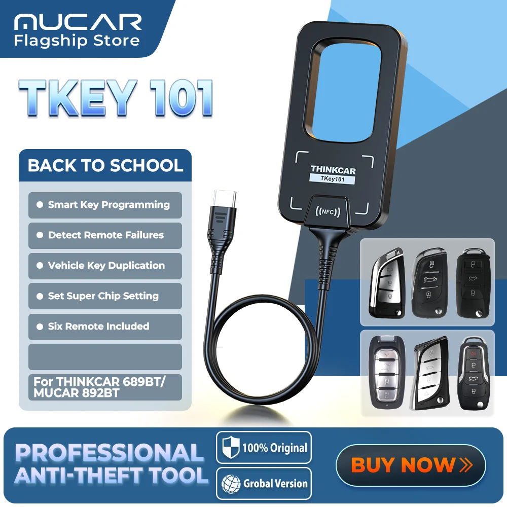 THINKCAR TKEY 101 Universal Car Key Programmer with 6 Unit Remote Keys Auto Anti-Theft Systems Programming For MUCAR 892BT 689BT