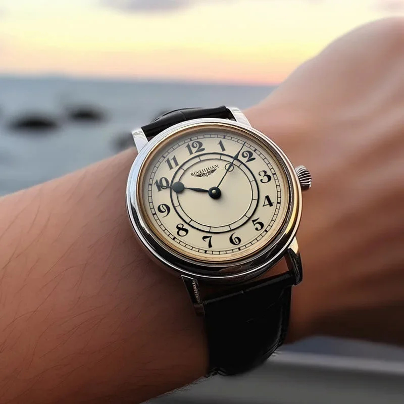 2025년 신상 클래식 패션 비즈니스 벨트 심플 남성 시계 남성 캐주얼 레트로 디지털 다이얼 학생용 쿼츠 시계