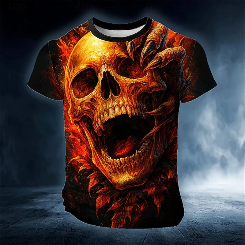 

Halloween Skull 3D Print 3D T-shirt Short Sleeve T-shirt Men Trendy Crew Neck Shirt Harajuku Hip Hop Party Outdoor Y2k Clothing