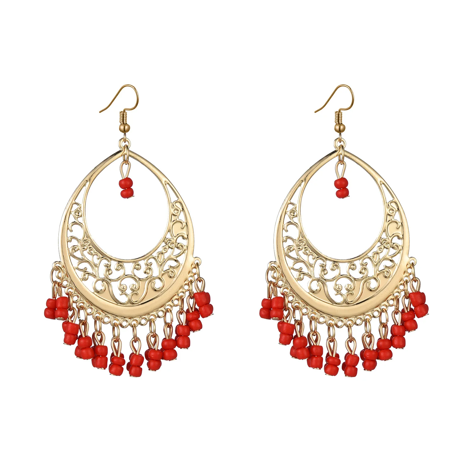 Andalusian Flamenco Earrings Gypsy Spanish Red Dance  Earrings for Women
