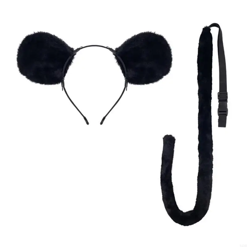 Y3NE Mouse Costume Accessories Mouse Ears Headband Tail Tutus for Halloween Cosplay