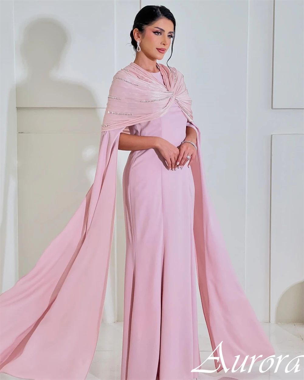 Customized O-Neck Shawl Modern Special Occasion Gowns Mermaid Crystal Sparkly Evening Dress Zipper Back Luxury Cocktail Dress