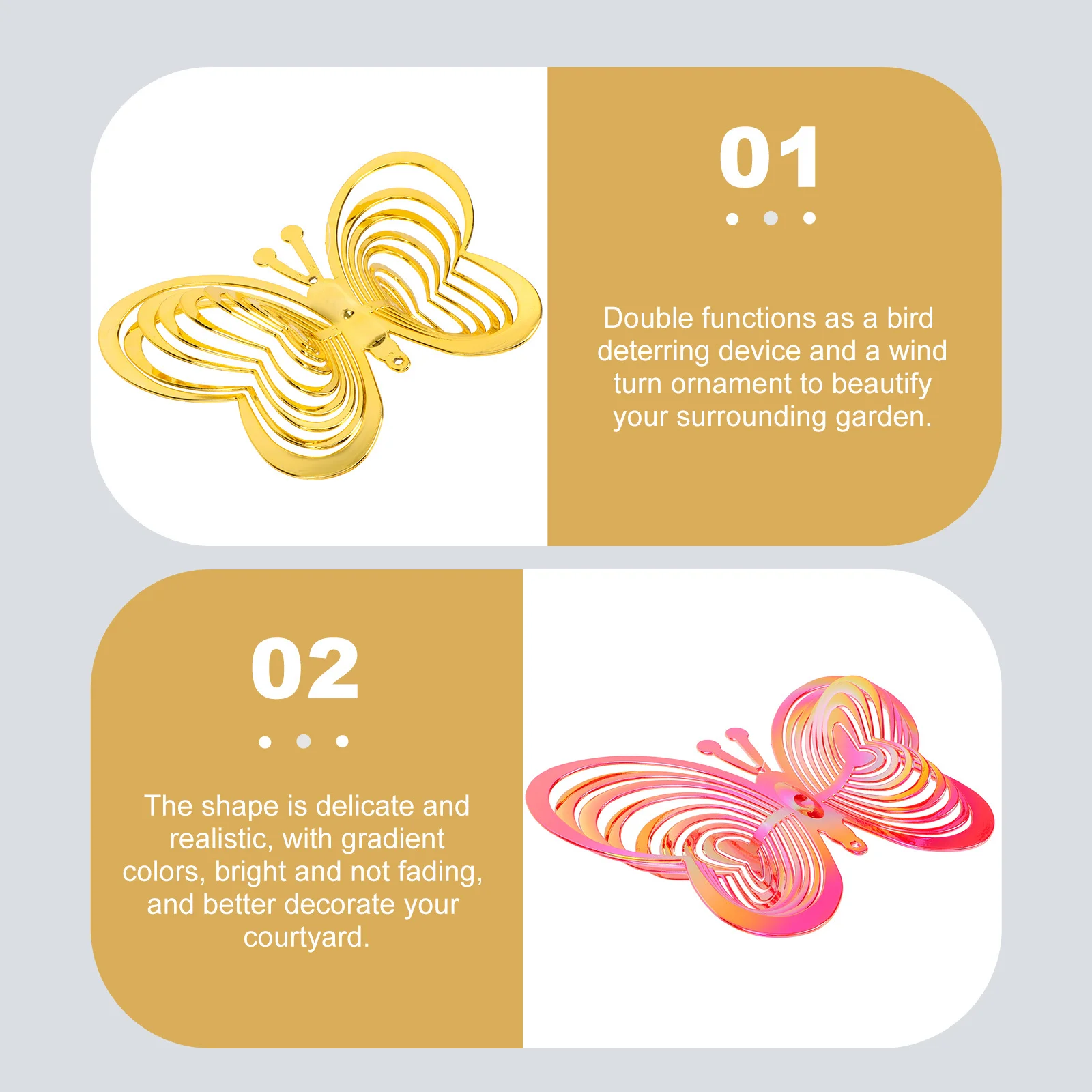 

3pcs Butterfly-Shaped Reflective Windmill Garden Yard Bird Wind Power Tool Outdoor Hanging Rotating Bird Repellent Decoration