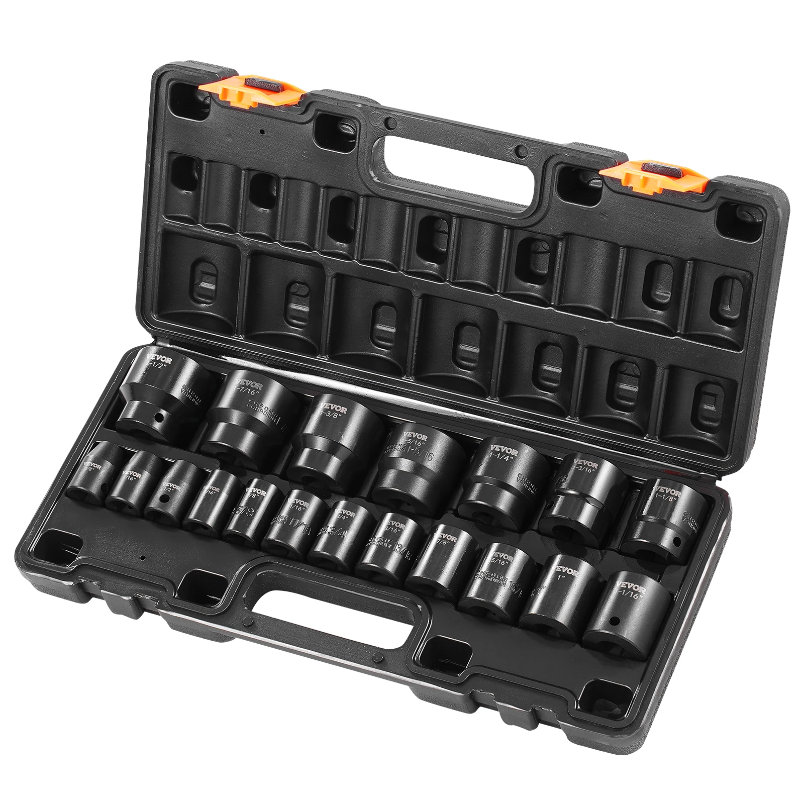 SucceBuy Impact Socket Set 1/2 Inches 19 Piece Impact Sockets Standard Socket Assortment 1/2 Inches Drive Socket Set