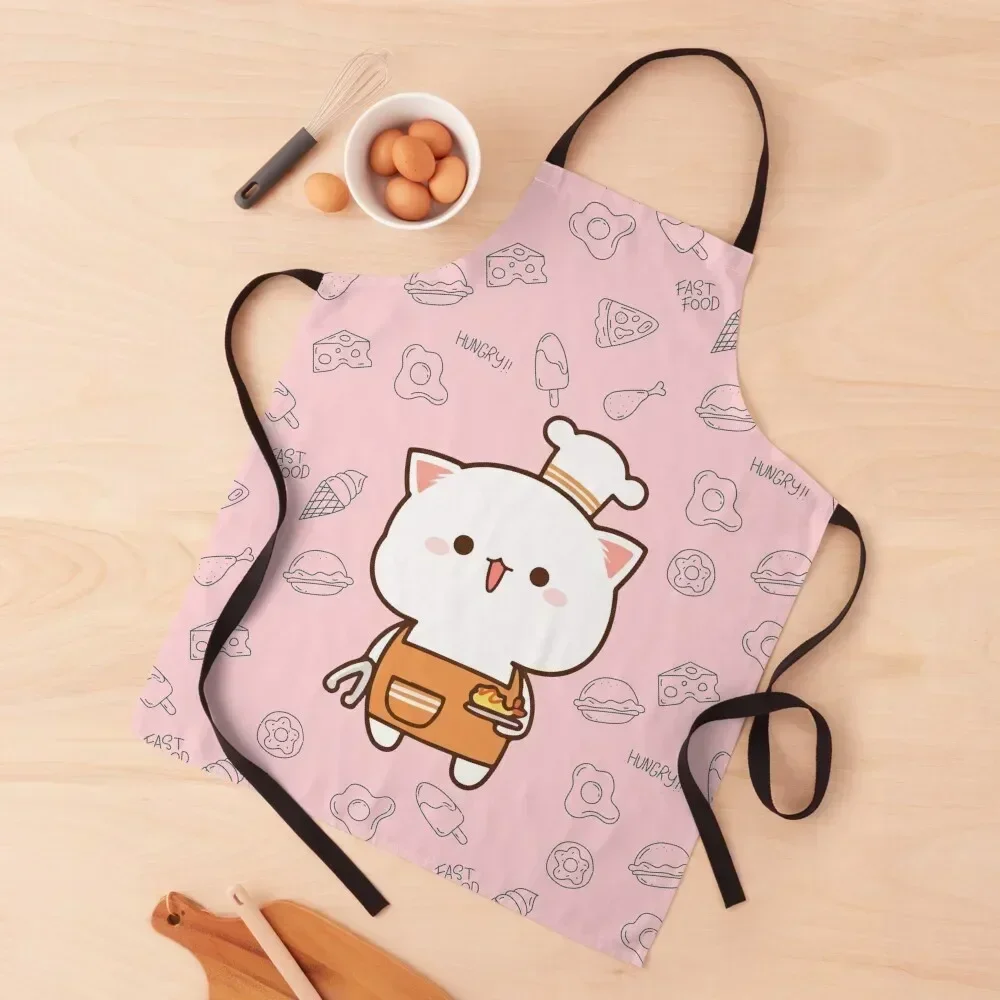 

Chef Peach in beautiful pink color background - Mochi Cat Apron Barber Sexy Kitchen Apron