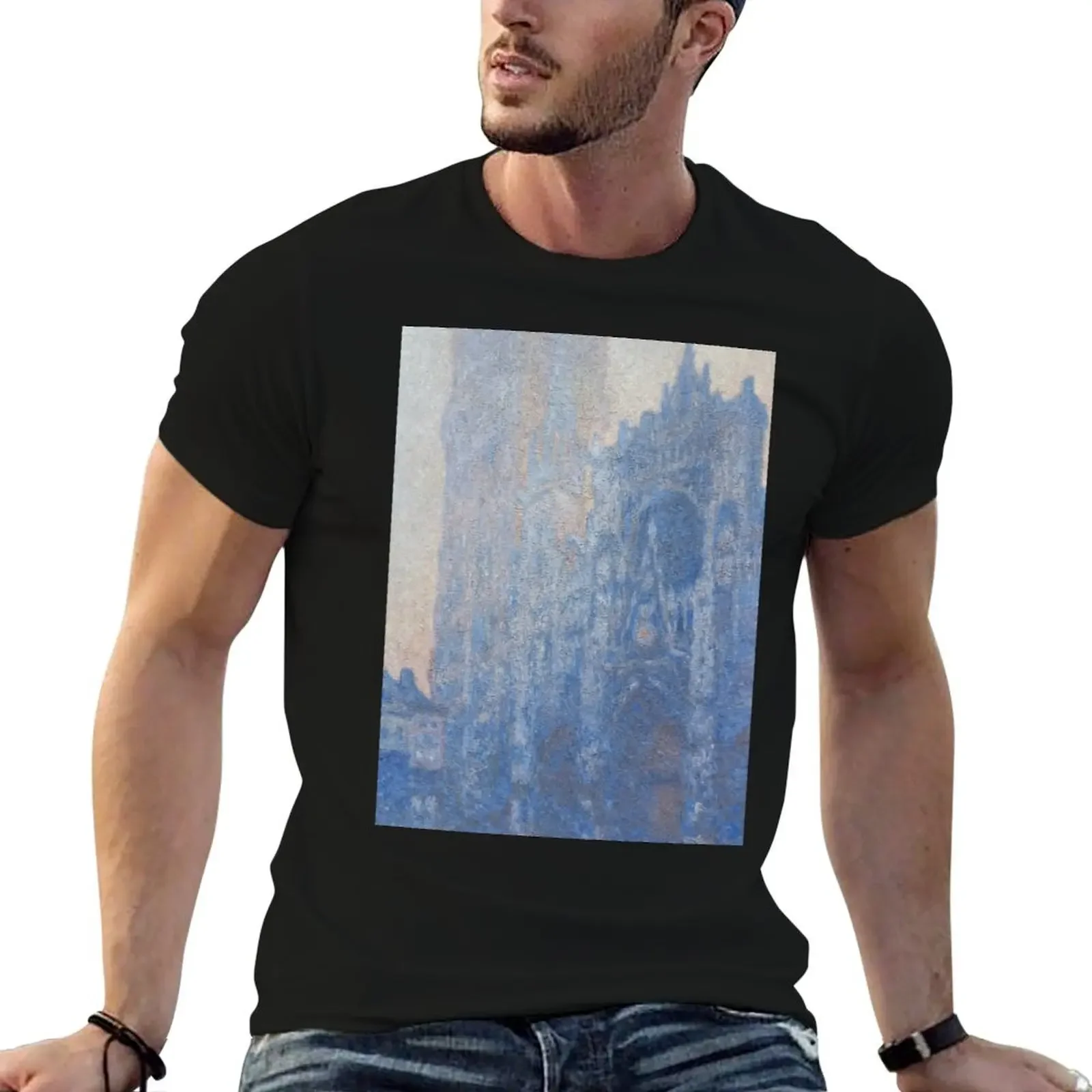 Rouen Cathedral Facade and Tour d'Albane Morning Effect by Claude Monet T-Shirt graphics aesthetic clothes Men's t-shirt