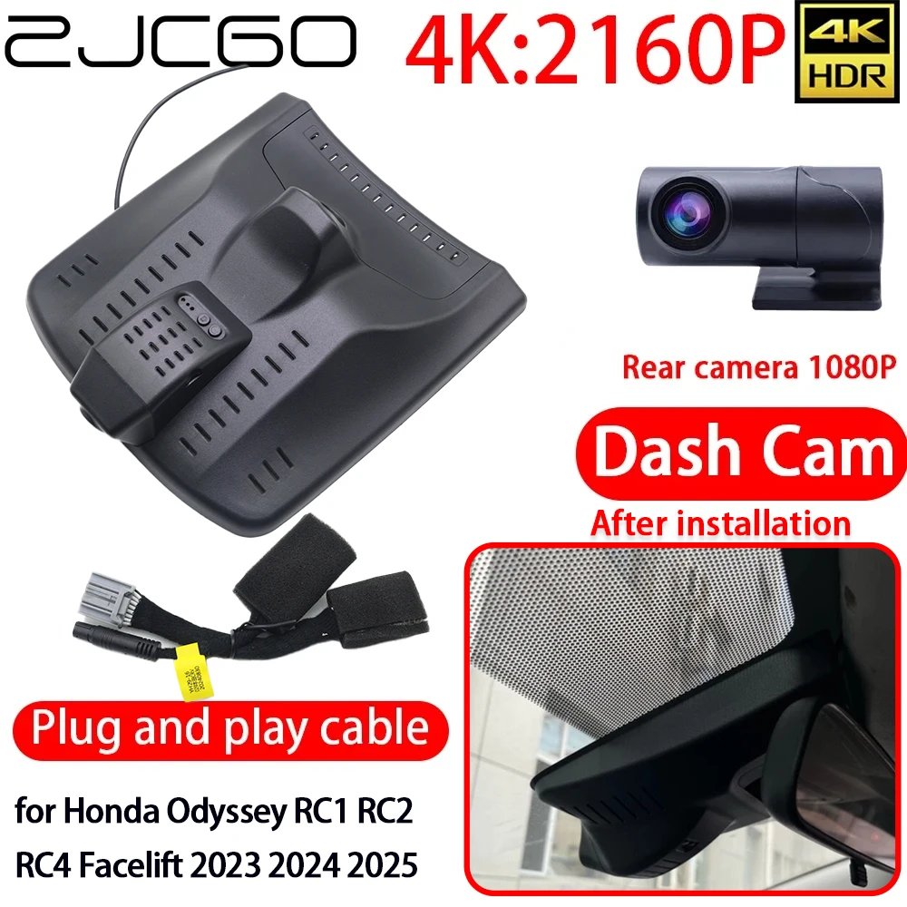 

ZJCGO 4K Car DVR Dash Cam Wifi Sony Lens Front Rear Camera 24h Monitor for Honda Odyssey RC1 RC2 RC4 Facelift 2023 2024 2025