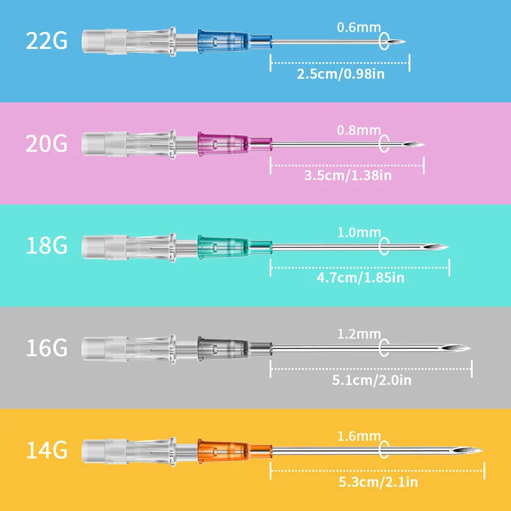 100/50/20/10/5pcs Catheter Piercing Needle Cannula Body Piercing Needles 14G 16G 18G 20G 22G for Ear Nose Lip Piercing Tools