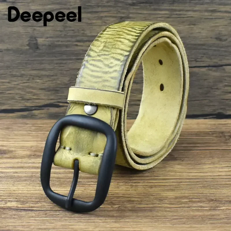 1Pc Deepeel 3.8*110-125cm Fashion Men's Cowhide Belt Genuine Leather Waistband Pin Buckle Girdle Male Pant Jeans Designer Belts