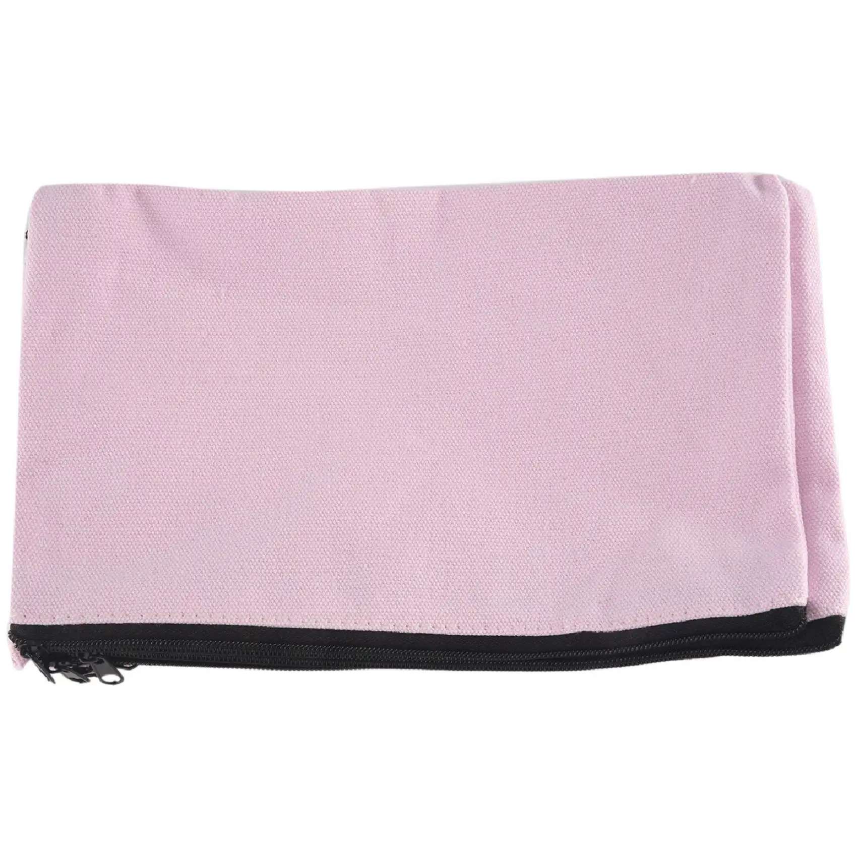 12 Pack Pink Canvas Makeup Bag,Bulk Cosmetic Bags with Multi-Color Zipper,Canvas Zipper Pencil Case Pouch,DIY Craft