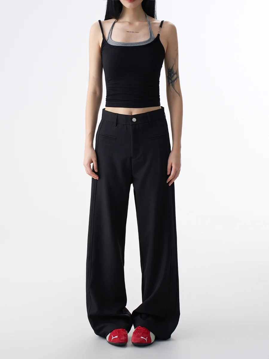 

Женские летние брюки с высокой талией и широкими штанинами, прямые, повседневные, облегающие, струящиеся, AGUA, узкая версия, модные