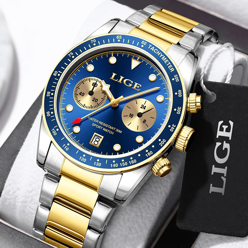 

LIGE Watch For Men Top Brand Luxury Mens Watches Fashion Business Waterproof Sports Quartz Chronograph Wristwatch Montre Homme