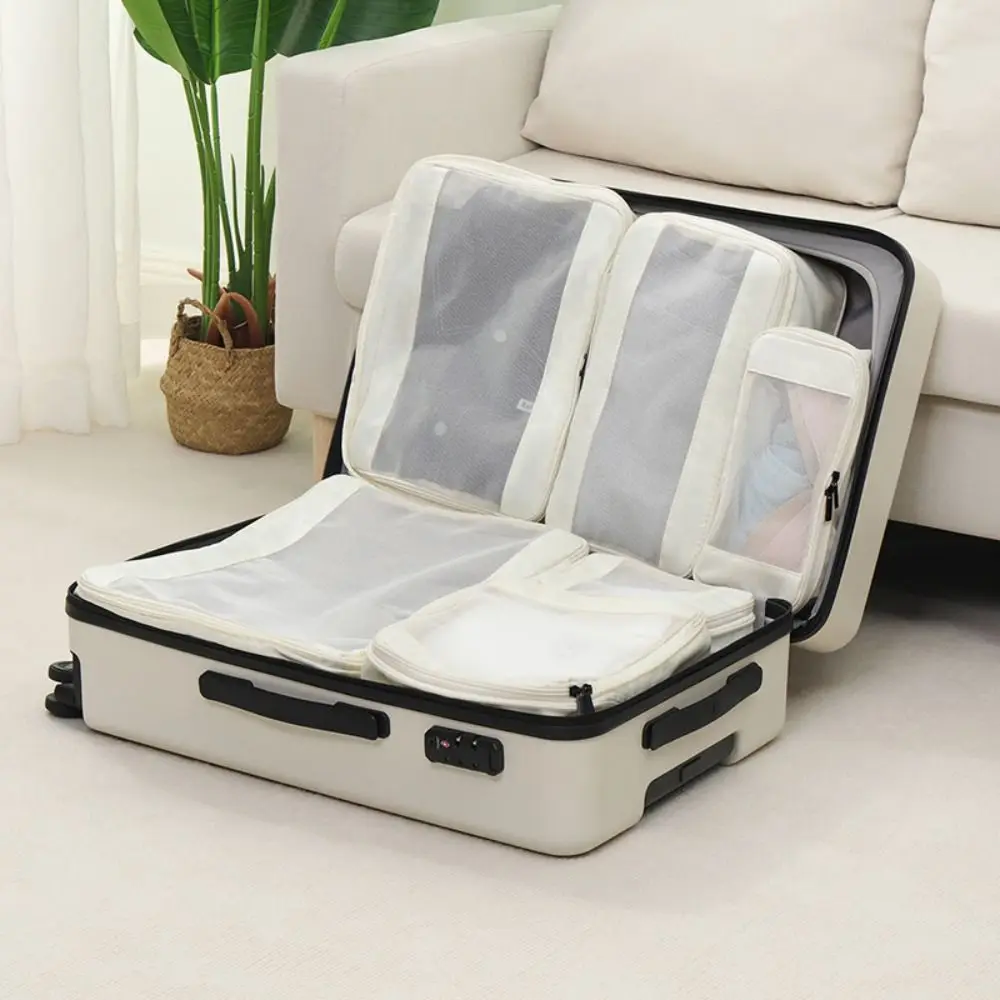 

4/6pcs Portable Travel Storage Bag Set Compression Foldable Suitcase Pouch Transparent Multi-purpose Packing Organizer