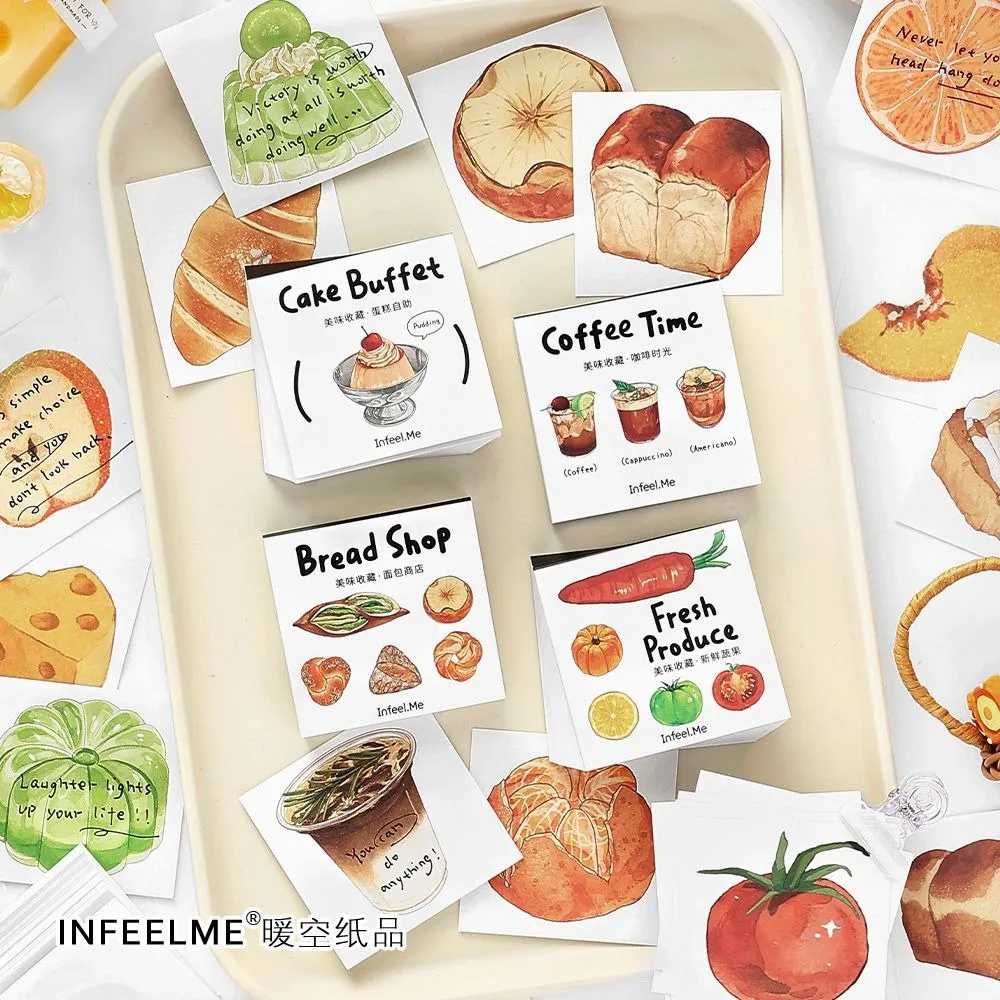 

2PC Cake Bread Scratch Pad Cute Toast Dessert Handbook DIY Decoration Material Paper Fresh Fruit and Vegetable Collection Series