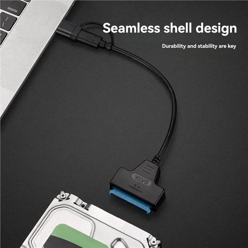 Exquisite-2X Typec+USB 3.0 To SATA Hard Drive Adapter Cable Hard Disk Driver Converter For 2.5/3.5 Inch Mobile Hard Drive