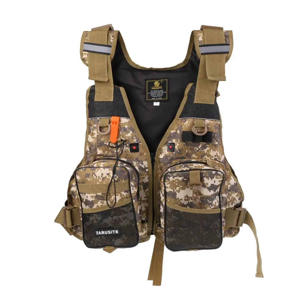 ユニバーサルカヤックカヌーセーリングフィッシングライフジャケット浮力補助砂漠迷彩