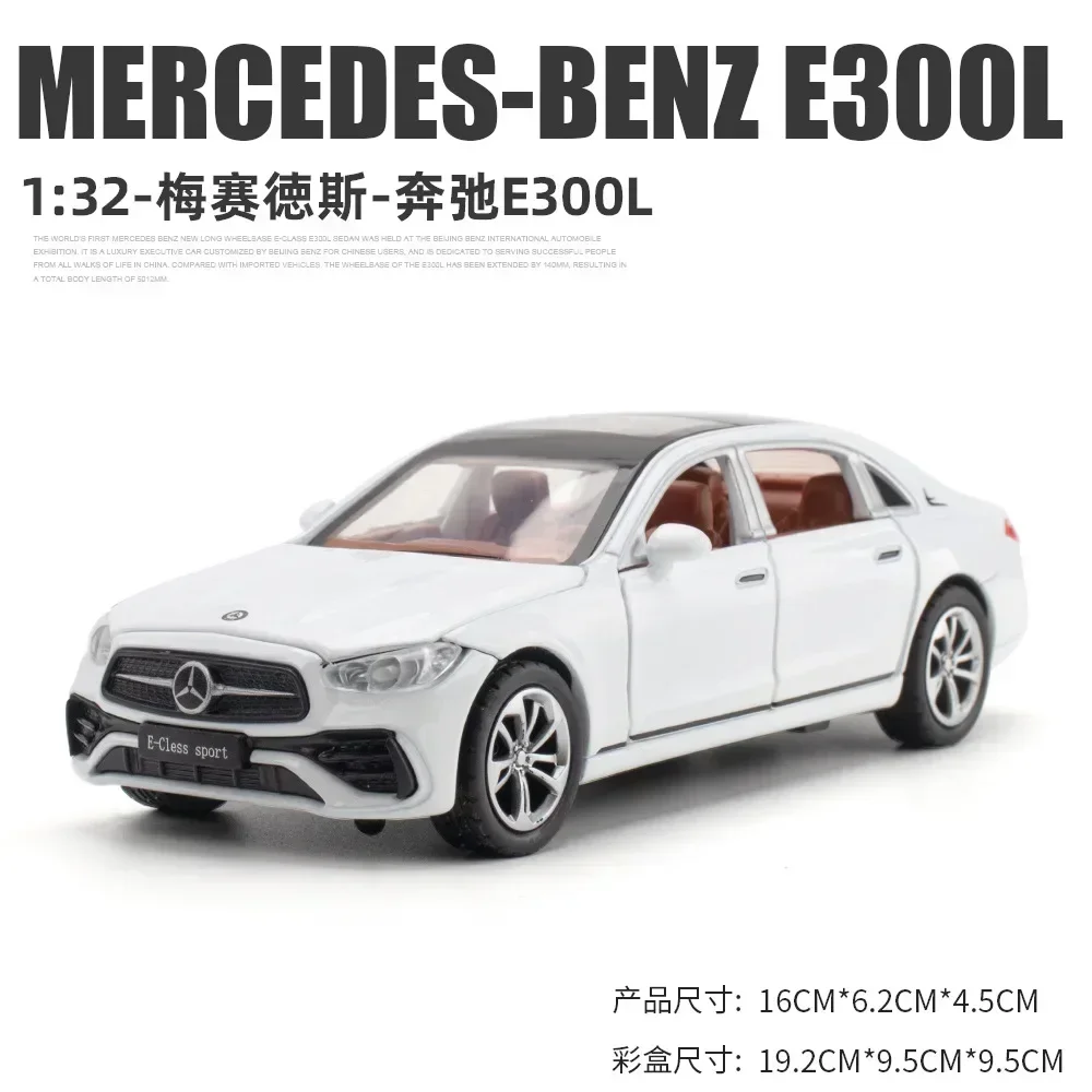 

1:32 Mercedes-Benz E300L, высокая имитация литья под давлением, модель автомобиля из металлического сплава, звуковой свет, коллекция детских игрушек, подарки, мода или
