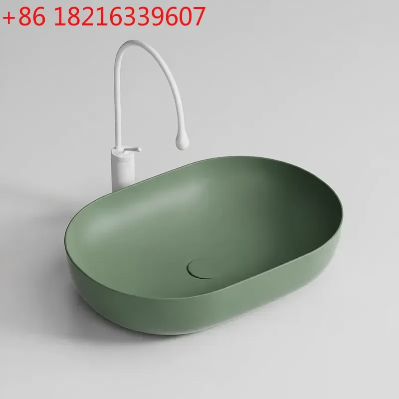 YAO Retro Emerald Green Ceramic Integrated Wash Basin Single Platform Sink for Hotel BnB Bathroom Artistic Face Washing Bowl