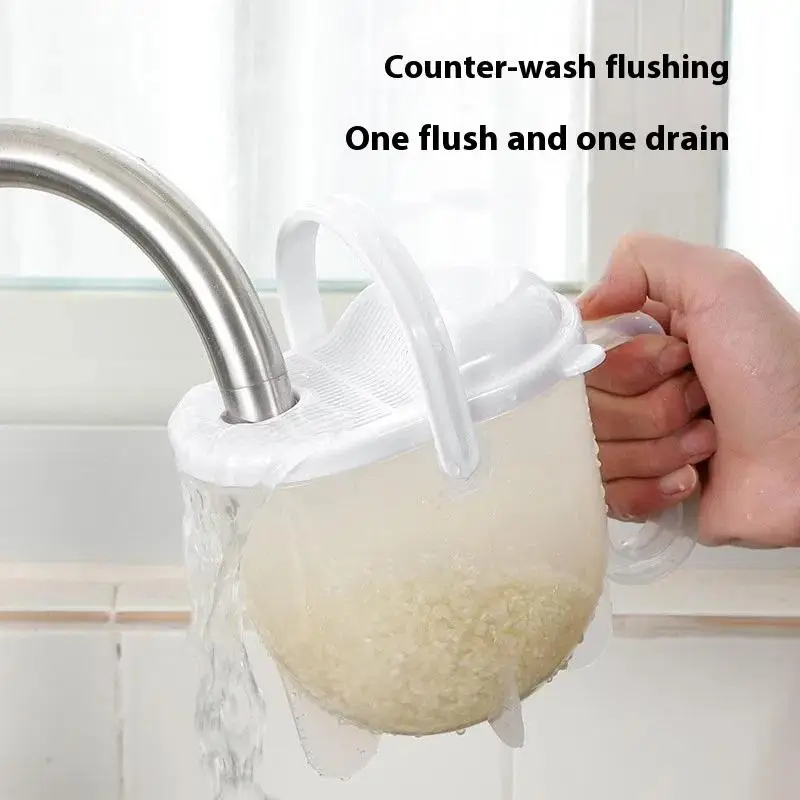New-Rice Strainer With Handle Rice Wash Strainer Bowl With Lid Convenient Multifunctional Kitchen Items For Grain Beans
