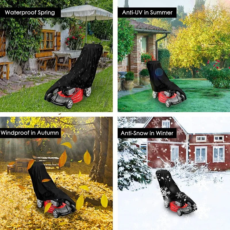 Lawn Mower Cover Waterproof Dustproof UV Protective Covers for Push Walk Behind Mowers Outdoor Garden Equipment with Elastic Hem