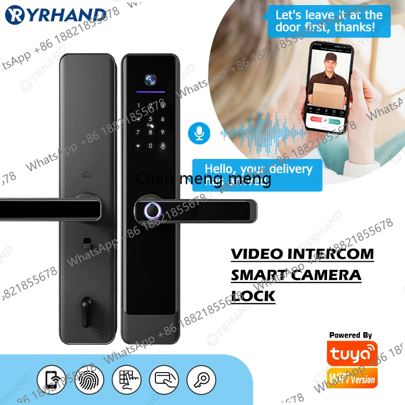 

Tuya Wifi Video Intercom Lock Remote Unlocking Digital Electronic Biometrics Waterproof Smart Door lock For Home