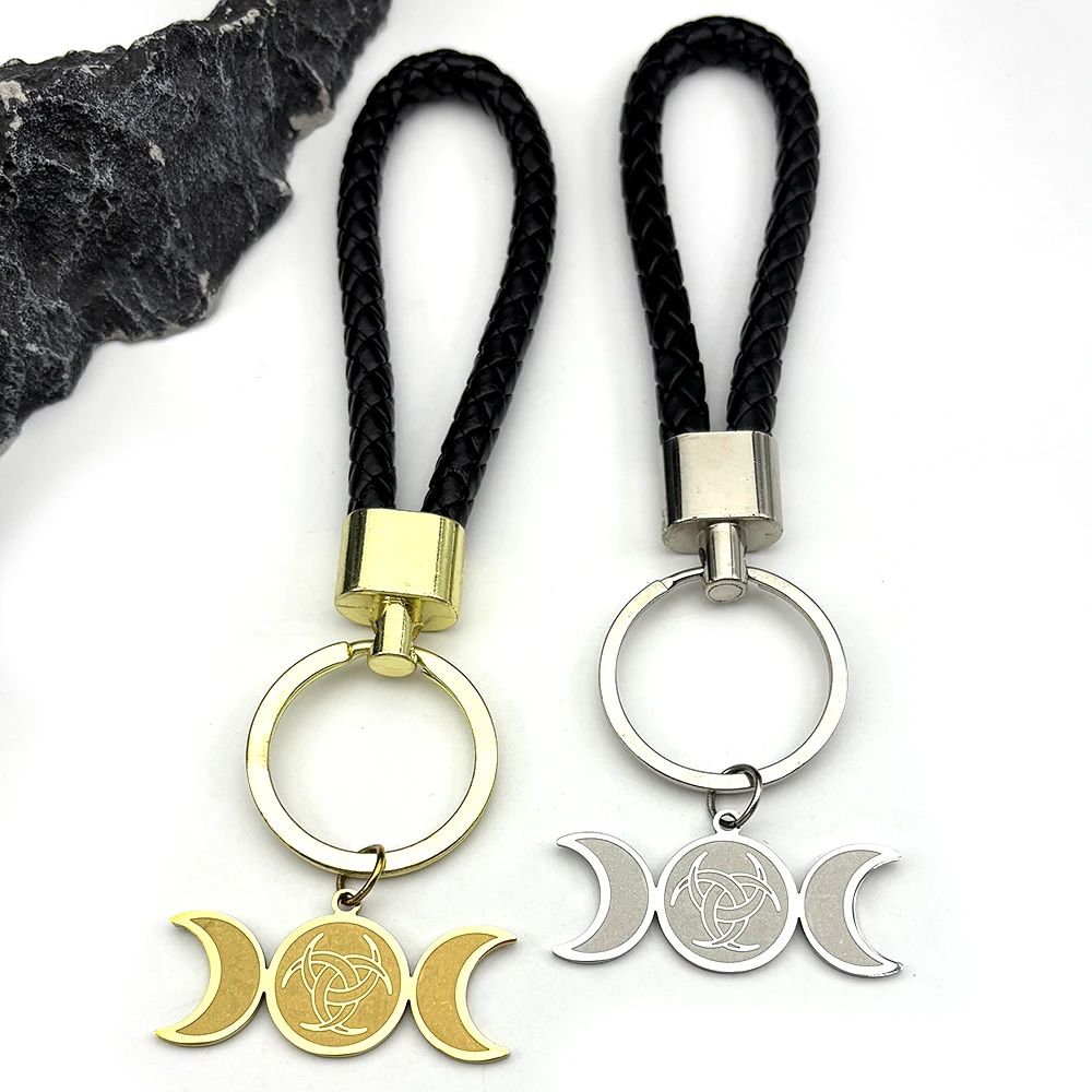 Goddess Of March Celtic Knot Keychains For Women Men Stainless Steel Silver Color Classic Male Pocket Hanging Keyring Jewelry