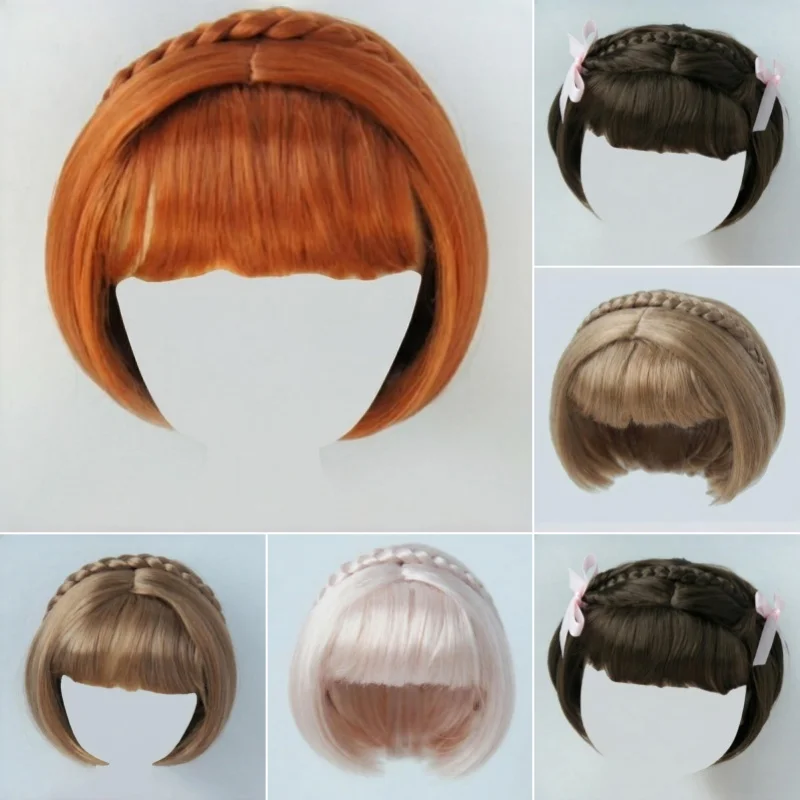 

【JUSUNS】JD620 8-9 дюймов 9-10 дюймов Короткая стрижка Бобо с плетеной лентой синтетический мохеровый парик BJD 1/3 SD DOD Blythes Аксессуары для кукол