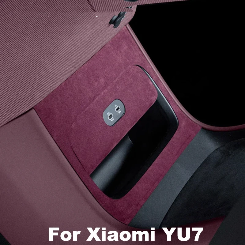 For Xiaomi YU7 2025 2026 Central Channel USB Charging Panel Suede Protective Cover Alcantara Interior Accessories