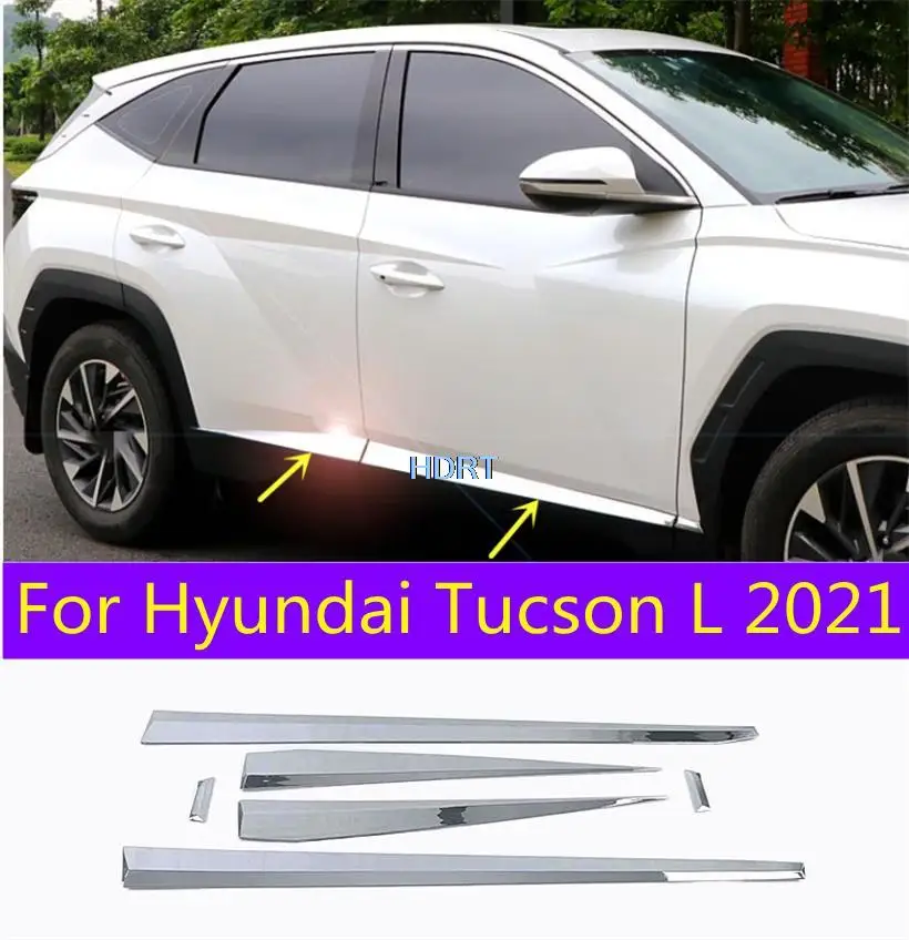 

Carbon fibre Side Door Molding Stainless steel Body Strip Molding Cover Trim Fit For Hyundai Tucson 2021 2022 Car Exterior Kit