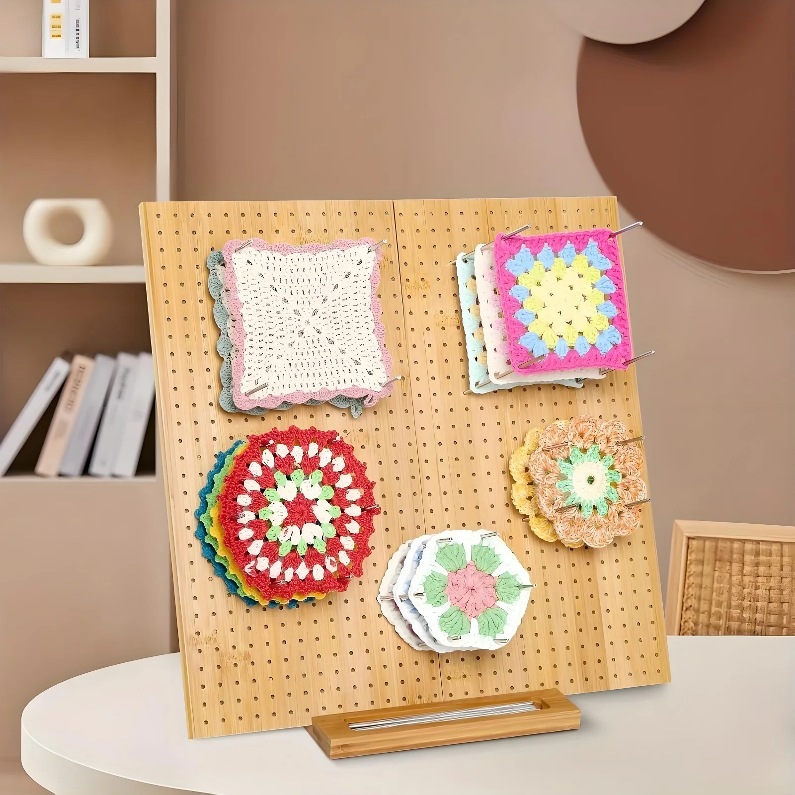 

11.8" Crochet Blocking Board with 20 Pins/Pegs, Blocking Board for Crocheting Knitting, Bamboo Granny Square Blocking Boards