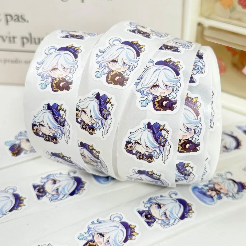 500Pcs/Roll Game Genshin Impact Stickers Focalors Furina Stickers For Water Bottle Skateboard Computer Sticker Decoration﻿ Gift