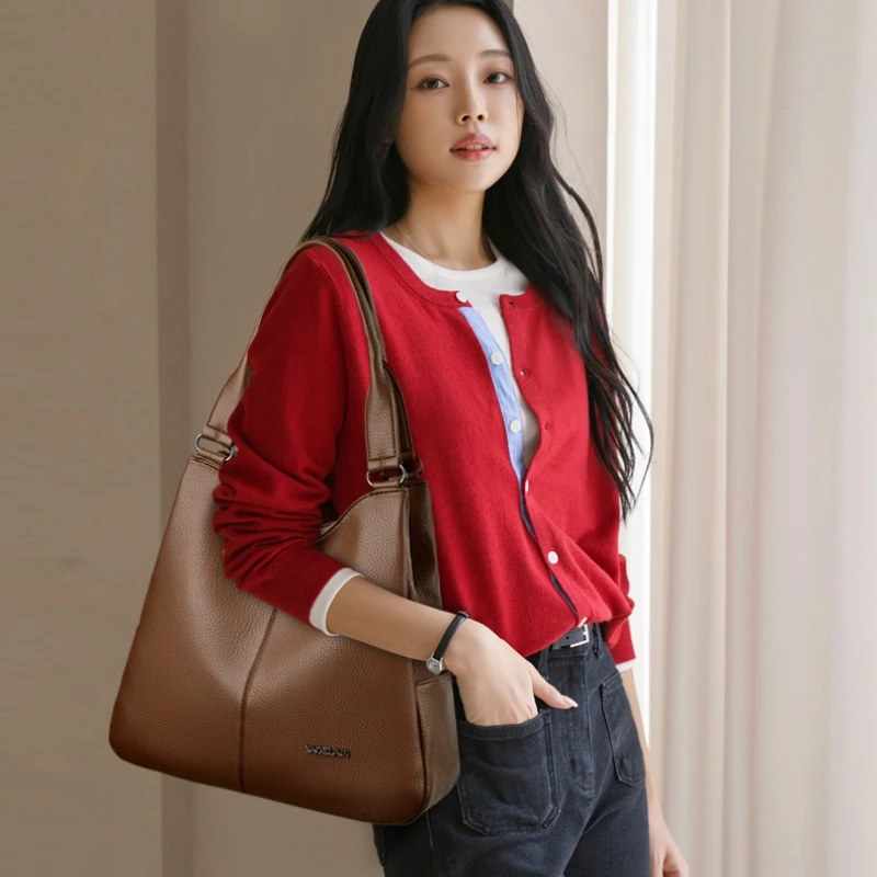 

Large Capacity Solid Color Hasp Casual Tote Bags Hot Sale Simple Casual Versatile Bag Commuting Durable Women's Shoulder Bags