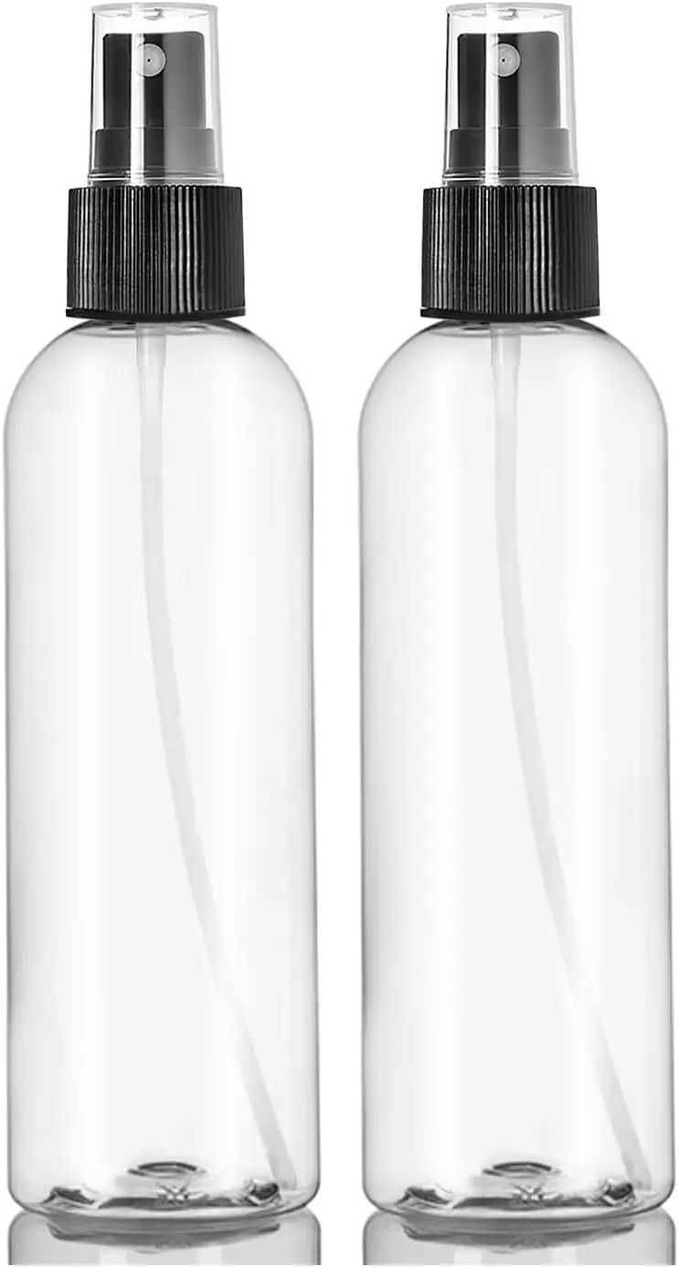 

8 oz Clear Plastic Spray Bottles, Fine Mist Sprayer, Refillable Empty Bottles for Essential Oils, Perfumes, Travel, Pack of 2