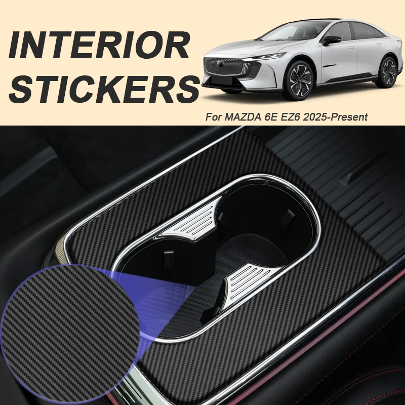 

Car Carbon Interior Sticker For MAZDA 6E EZ6 2025-Present Auto Window Lifting Panel Decal Gear Door Protective Film Accessory
