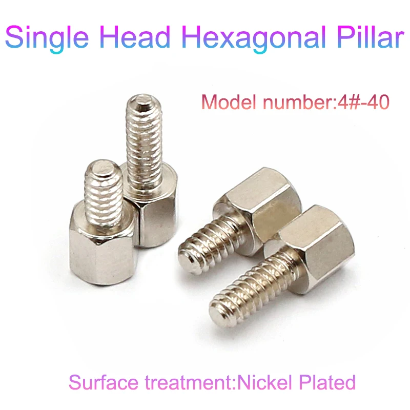 Brass Copper Nickle-Plated #4-40*5+L Hex Standoff Male-Female Spacer Jackscrew For PCB Board Motherboard VGA DVI COM Port