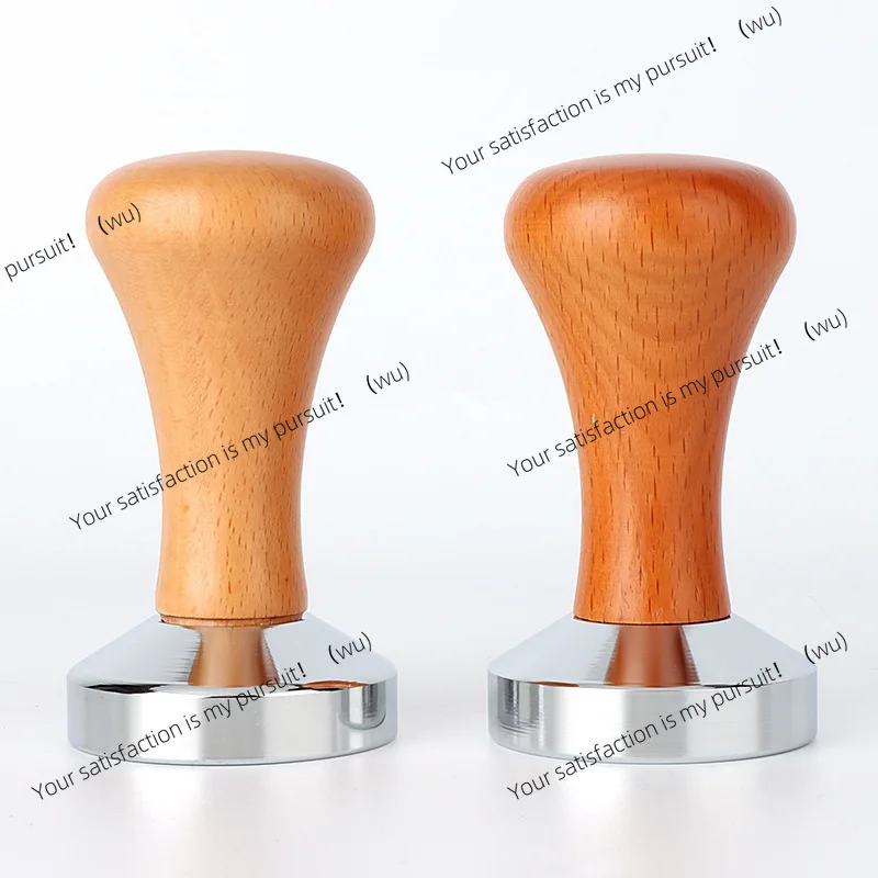 Coffee powder press, powder hammer beech handle stainless steel powder press hammer 51/53/58 mm espresso machine appliance