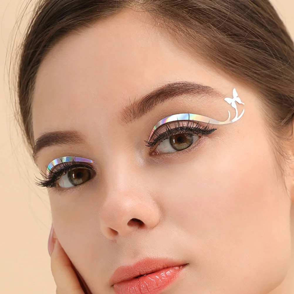 

6pcs 6 Sheets Temporary Eyeliner Decals Eye Shadow Stickers Adhesive Waterproof Glitter Halloween Cosplay Festival Party Decor