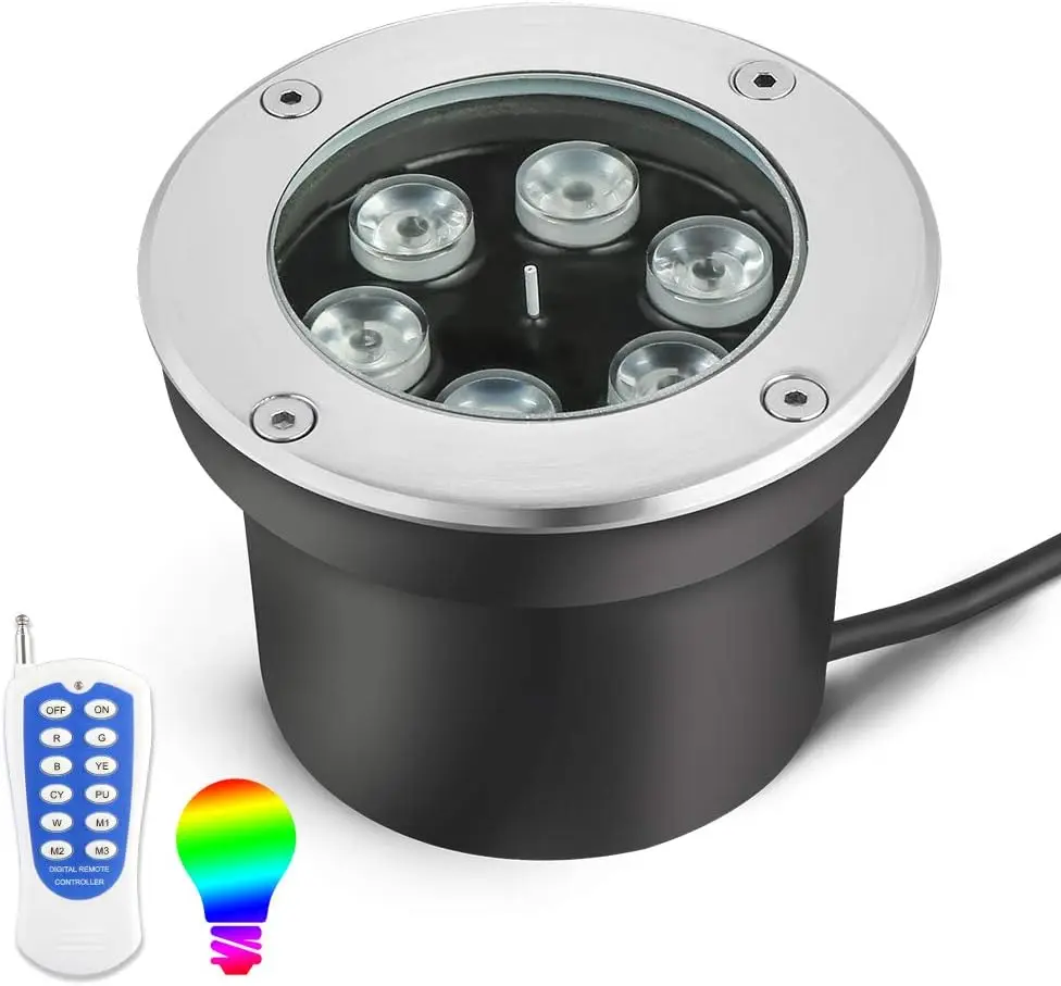 12W RGB Underground Light IP67 Waterproof 12V Landscape Lights Remote Control for Driveway Deck Step Garden Lights Outdoor