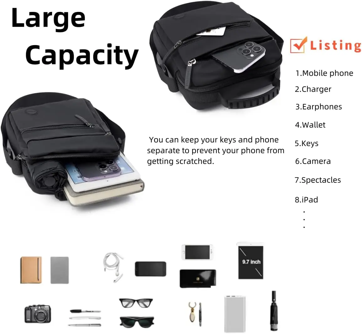 Sling Men Messager Bag Oxford Business Large Capacity Outdoor Sport Travel Gym Hiking Cycling Crossbody Shoulder Bag Daily Using