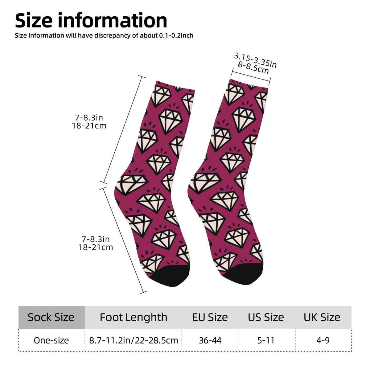 Classic Diamond Pattern Socks Harajuku Super Soft Stockings All Season Long Socks for Man Woman Valentine's Day Gifts