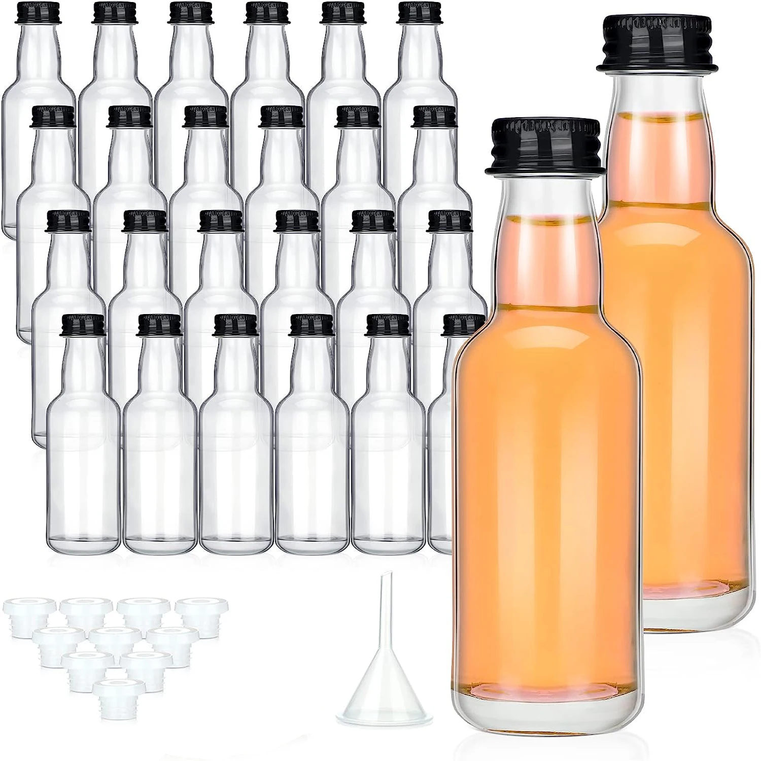 

50 ml Glass Mini Liquor Bottles with Caps Mini Wine Bottles Reusable Empty Spirit Bottle for Wedding Party