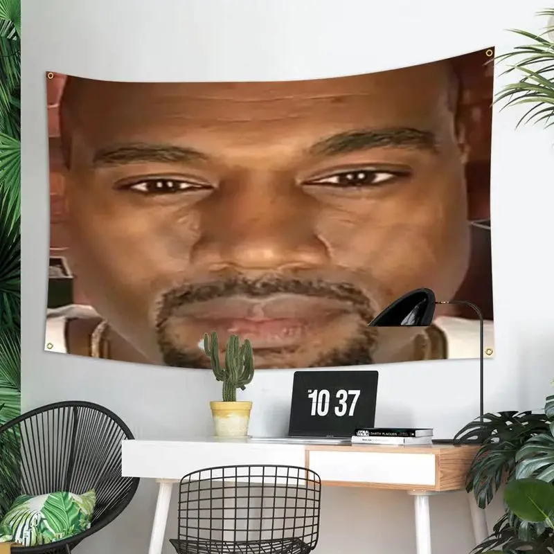 VIKAMA Funny Realistic Male Face Wall Tapestry Viral Internet Meme Portrait Print Wall Hanging Teen Boy Hip Hop Room Decor Cloth