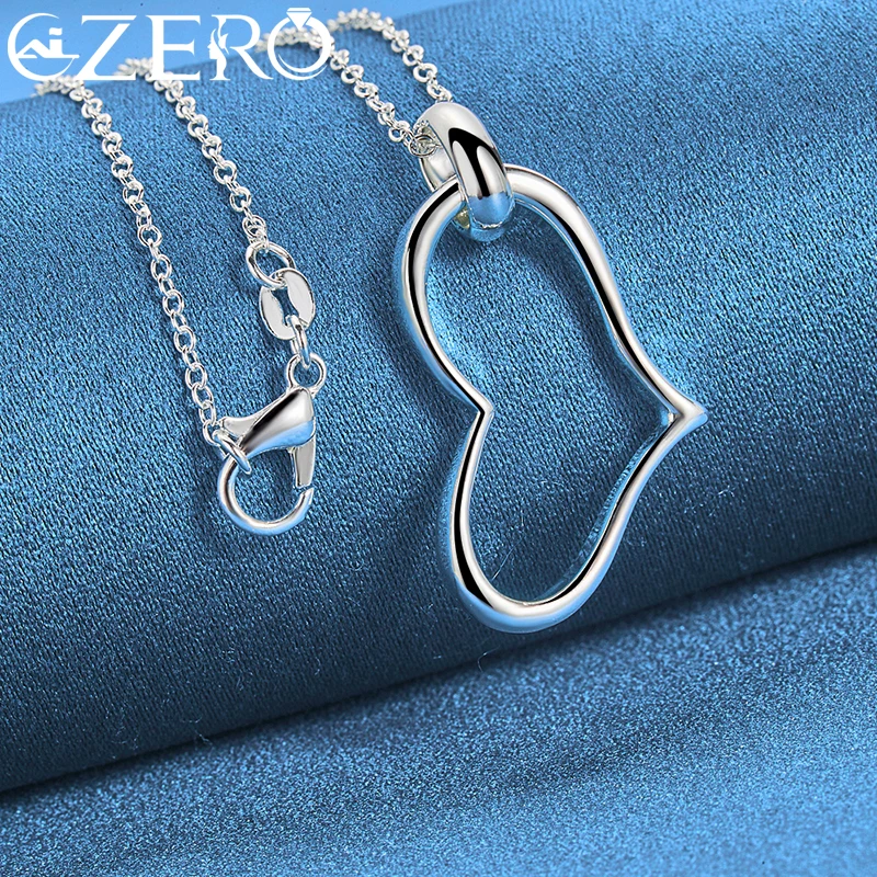 ALIZERO 925 Sterling Silver 16-30 inch Chain Heart Pendant Necklace For Women Wedding Jewelry Gift Fashion Party Accessories