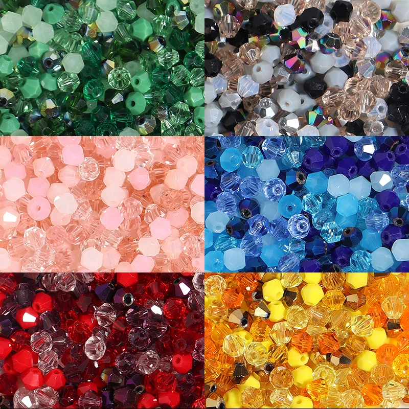 200pcs Multcolor Faceted Glass Beads Bicone Beads for Jewelry Making Shiny Crystal Beads Loose Beads DIY Bracelet Necklace